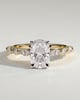Cali - 4 Claw Elongated Cushion Solitaire with Accent Stones - 18k Yellow Gold / 18k White Gold