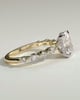 Cali - 4 Claw Elongated Cushion Solitaire with Accent Stones - 18k Yellow Gold / 18k White Gold