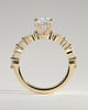 Cali - 4 Claw Elongated Cushion Solitaire with Accent Stones - 18k Yellow Gold