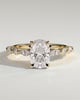 Cali - 4 Claw Elongated Cushion Solitaire with Accent Stones - 18k Yellow Gold