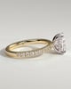 Camilla  Elongated Cushion Solitaire with Hidden Halo and Pav - 18k Yellow Gold / 18k White Gold