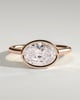 Carina - Oval East West Bezel Solitaire with Open Cathedral High Setting Engagement Ring - 18k Rose Gold