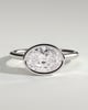 Carina - Oval East West Bezel Solitaire with Open Cathedral High Setting Engagement Ring - 18k White Gold