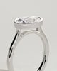 Carina - Oval East West Bezel Solitaire with Open Cathedral High Setting Engagement Ring - 18k White Gold