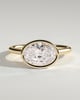 Carina - Oval East West Bezel Solitaire with Open Cathedral High Setting Engagement Ring - 18k Yellow Gold