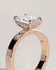 Carmella - Emerald 4 Claw Solitaire with Flat Cigar Band and Hidden Halo Engagement Ring - 18k Rose Gold High Setting