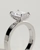 Carmella - Emerald 4 Claw Solitaire with Flat Cigar Band and Hidden Halo Engagement Ring - 18k White Gold High Setting