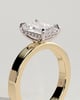 Carmella - Emerald 4 Claw Solitaire with Flat Cigar Band and Hidden Halo Engagement Ring - 18k Yellow Gold / 18k White Gold High Setting