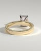 Carmella - Emerald 4 Claw Solitaire with Flat Cigar Band and Hidden Halo Engagement Ring - 18k Yellow Gold / 18k White Gold High Setting