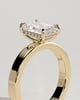 Carmella - Emerald 4 Claw Solitaire with Flat Cigar Band and Hidden Halo Engagement Ring - 18k Yellow Gold High Setting