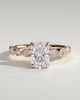 Carrie - Elongated Cushion Claw Solitaire with Round-Marquise Bezel Accent Stones Engagement Ring - 18k Rose Gold
