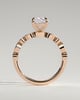 Carrie - Elongated Cushion Claw Solitaire with Round-Marquise Bezel Accent Stones Engagement Ring - 18k Rose Gold