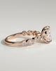 Carrie - Elongated Cushion Claw Solitaire with Round-Marquise Bezel Accent Stones Engagement Ring - 18k Rose Gold