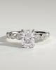 Carrie - Elongated Cushion Claw Solitaire with Round-Marquise Bezel Accent Stones Engagement Ring - 18k White Gold