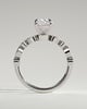 Carrie - Elongated Cushion Claw Solitaire with Round-Marquise Bezel Accent Stones Engagement Ring - 18k White Gold