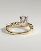 Carrie - Elongated Cushion Claw Solitaire with Round-Marquise Bezel Accent Stones Engagement Ring - 18k Yellow Gold / 18k White Gold