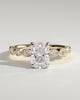 Carrie - Elongated Cushion Claw Solitaire with Round-Marquise Bezel Accent Stones Engagement Ring - 18k Yellow Gold / 18k White Gold