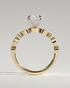 Carrie - Elongated Cushion Claw Solitaire with Round-Marquise Bezel Accent Stones Engagement Ring - 18k Yellow Gold / 18k White Gold