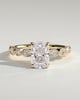 Carrie - Elongated Cushion Claw Solitaire with Round-Marquise Bezel Accent Stones Engagement Ring - 18k Yellow Gold