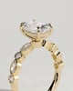 Carrie - Elongated Cushion Claw Solitaire with Round-Marquise Bezel Accent Stones Engagement Ring - 18k Yellow Gold