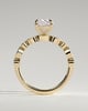 Carrie - Elongated Cushion Claw Solitaire with Round-Marquise Bezel Accent Stones Engagement Ring - 18k Yellow Gold