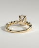 Carrie - Elongated Cushion Claw Solitaire with Round-Marquise Bezel Accent Stones Engagement Ring - 18k Yellow Gold