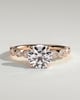 Cartia - Round Claw Solitaire with Round-Marquise Bezel Accent Stones Engagement Ring - 18k Rose Gold