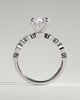 Cartia - Round Claw Solitaire with Round-Marquise Bezel Accent Stones Engagement Ring - 18k White Gold