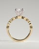 Cartia - Round Claw Solitaire with Round-Marquise Bezel Accent Stones Engagement Ring - 18k Yellow Gold / 18k White Gold