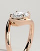 Casey - Oval 4 Claw Solitaire with Bypass Band and East West Setting Engagement Ring - 18k Rose Gold