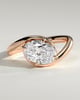 Casey - Oval 4 Claw Solitaire with Bypass Band and East West Setting Engagement Ring - 18k Rose Gold