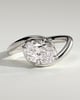 Casey - Oval 4 Claw Solitaire with Bypass Band and East West Setting Engagement Ring - 18k White Gold
