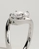 Casey - Oval 4 Claw Solitaire with Bypass Band and East West Setting Engagement Ring - 18k White Gold