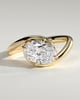 Casey - Oval 4 Claw Solitaire with Bypass Band and East West Setting Engagement Ring - 18k Yellow Gold