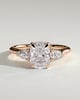 Cataleya - 4 Claw Elongated Cushion with Accent Stones - 18k Rose Gold