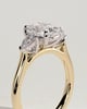 Cataleya - 4 Claw Elongated Cushion with Accent Stones - 18k Yellow Gold / 18k White Gold