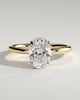 Cecilia - Oval Solitaire with Wrap Around Hidden Halo - 18k Yellow Gold / 18k White Gold