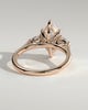 Marquise 6 Claw Trilogy with Pear Side Stones Engagement Ring - 18k Rose Gold