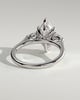 Marquise 6 Claw Trilogy with Pear Side Stones Engagement Ring - 18k White Gold