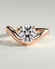 Charlotte - Round East West Claw Solitaire with Wave Band Engagement Ring - 18k Rose Gold