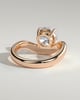 Charlotte - Round East West Claw Solitaire with Wave Band Engagement Ring - 18k Rose Gold