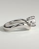 Charlotte - Round East West Claw Solitaire with Wave Band Engagement Ring - 18k White Gold