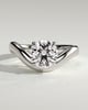 Charlotte - Round East West Claw Solitaire with Wave Band Engagement Ring - 18k White Gold