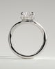 Charlotte - Round East West Claw Solitaire with Wave Band Engagement Ring - 18k White Gold