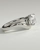 Charlotte - Round East West Claw Solitaire with Wave Band Engagement Ring - 18k White Gold
