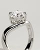 Charlotte - Round East West Claw Solitaire with Wave Band Engagement Ring - 18k White Gold