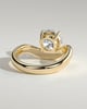 Charlotte - Round East West Claw Solitaire with Wave Band Engagement Ring - 18k Yellow Gold