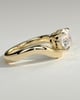 Charlotte - Round East West Claw Solitaire with Wave Band Engagement Ring - 18k Yellow Gold