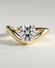 Charlotte - Round East West Claw Solitaire with Wave Band Engagement Ring - 18k Yellow Gold