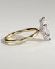 Claire - Marquise Claw Solitaire with Wrap Around Hidden Halo Engagement Ring - 18k Yellow Gold / 18k White Gold
